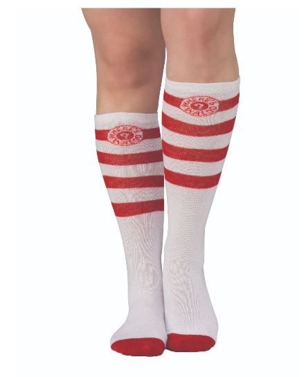 Waldo Knee High Striped Socks - Wenda - Costume Accessory - Red/White - Adult