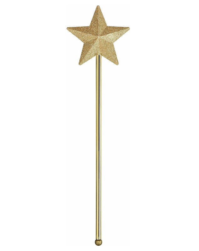 Molded Gold Star Wand - Glitter - Costume Accessory Prop - One Size