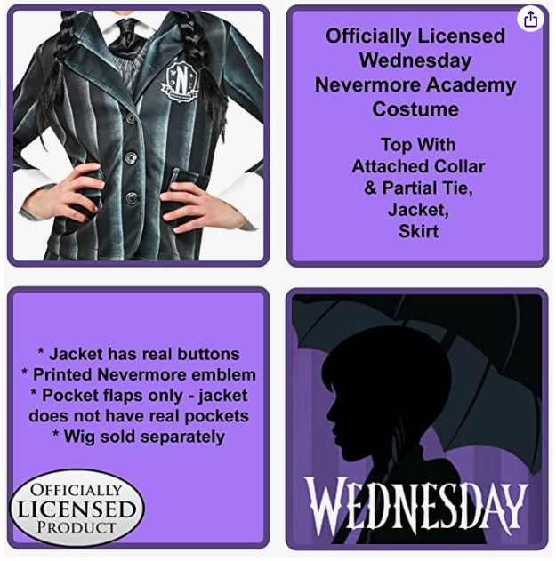 Wednesday - Nevermore Academy Uniform - Black - Costume - Child - 2 Sizes