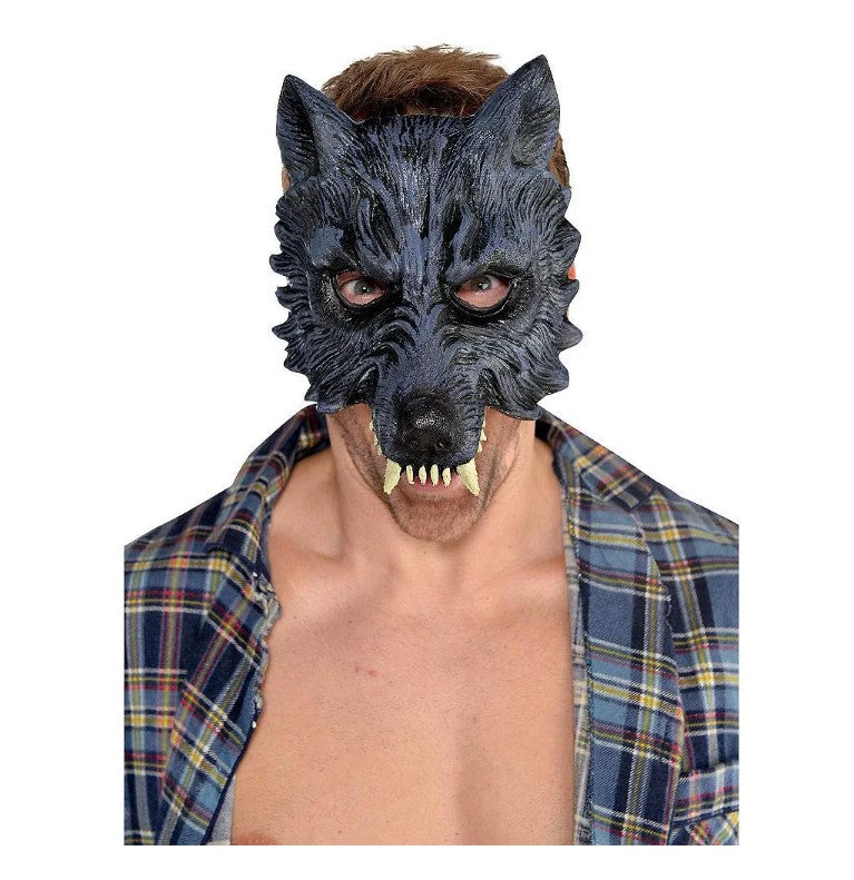 Wolf - Werewolf - 1/2 Mask - Black - EVA Foam - Costume Accessory - Teen Adult