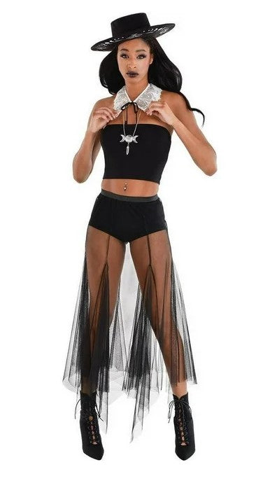 Sheer Skirt - Black - Versatile - Witch - Evil Queen - Costume - Adult - 2 Sizes