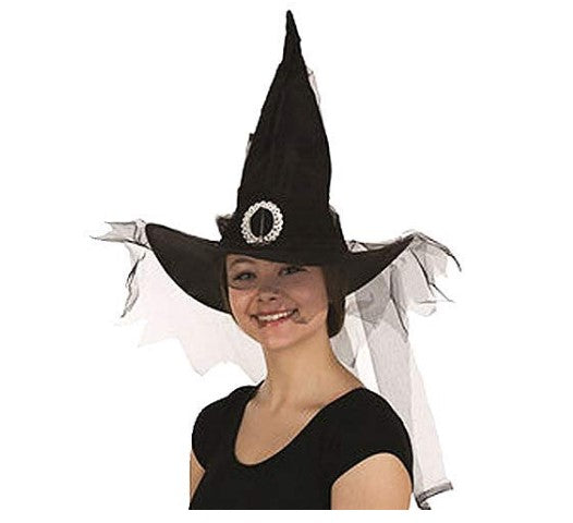Witch Hat - Black - Silver Buckle - Costume Accessory - Teen Adult