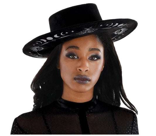 Sombrero de bruja moderno - Negro - Accesorio de disfraz - Adulto adolescente