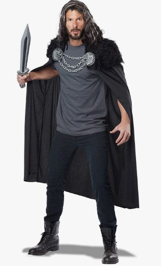 Wolf Clan Warrior Cape - Medieval - Black - Costume - Adult