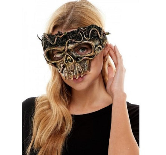 Totenkopf-Voodoo-Halbmaske – Kunststoff – Deluxe-Kostümzubehör – Erwachsener Teenager