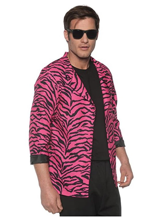 80er Zebra-Blazer – nur Jacke – Pink/Schwarz – Kostüm – Erwachsene – 2 Größen