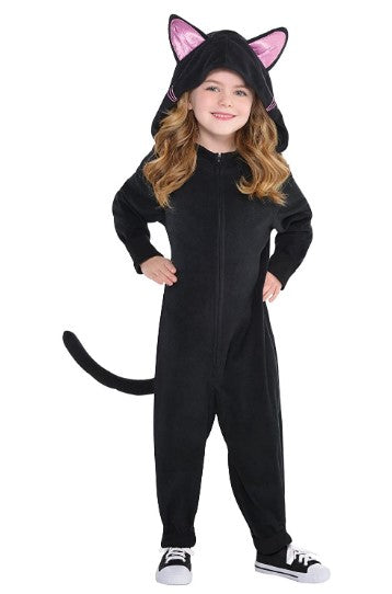 Schwarze Katze - Zipster-Overall - Kostüm - Kind - 3 Größen